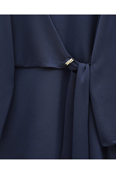 Modamorfo Slit Scuba Suit with Cross-Tied Front - Navy