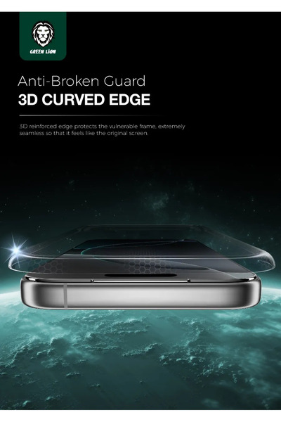 Green Lion واقي شاشة منحني ثلاثي الأبعاد من سير لويس لهاتف Ip 17 Pro Max - شفاف