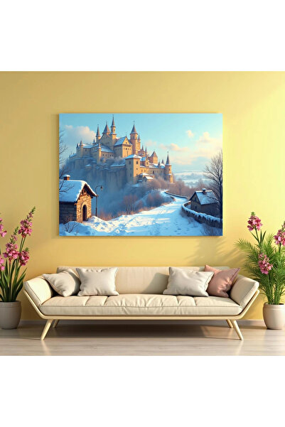 Printees Painting - Castle in winter landscape