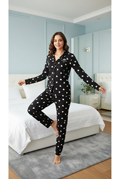 MİSS ELİZZA Heart Milan Pajama Set Black
