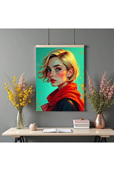 Printees Painting - Portrait with red scarf