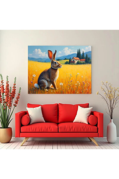 Printees Tablou - Iepure în lan de grâu - Canvas pe șasiu - 40x30 cm