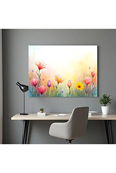 Printees Tablou -Flori cu efect de acuarelă - Canvas pe șasiu - 40x30 cm