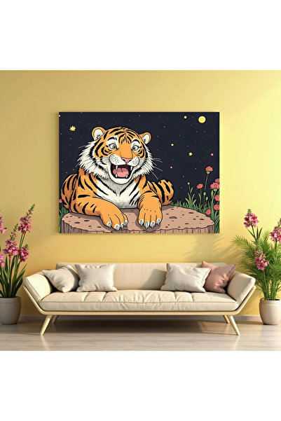 Printees Tablou - Tigru în noapte - Ilustrație Anime