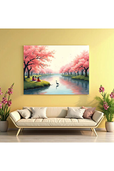 Printees Tablou - Pe malul cu cireși - Canvas pe șasiu