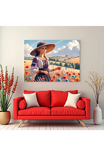 Printees Tablou - Portret între flori de câmp - Canvas pe șasiu - 40x30 cm