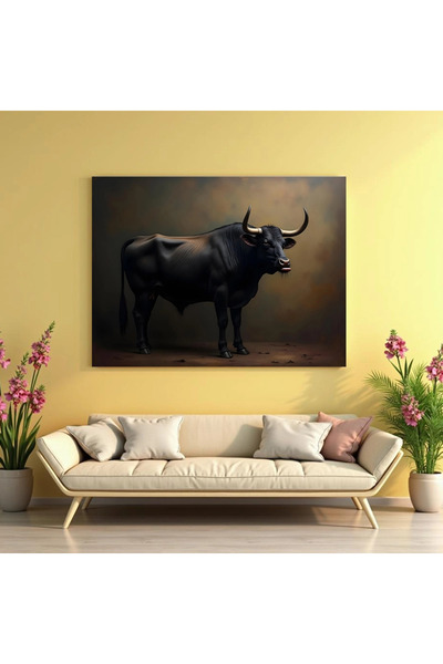 Printees Tablou - Taur negru - Canvas pe șasiu