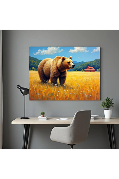 Printees Tablou - Lan de grâu și urs - Canvas pe șasiu - 40x30 cm