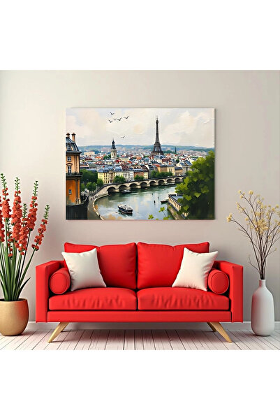 Printees Tablou - Sena și Turnul Eiffel - Canvas pe șasiu - 40x30 cm