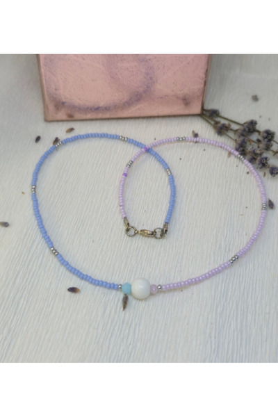 Amma Design Colier Toho bicolor și agat