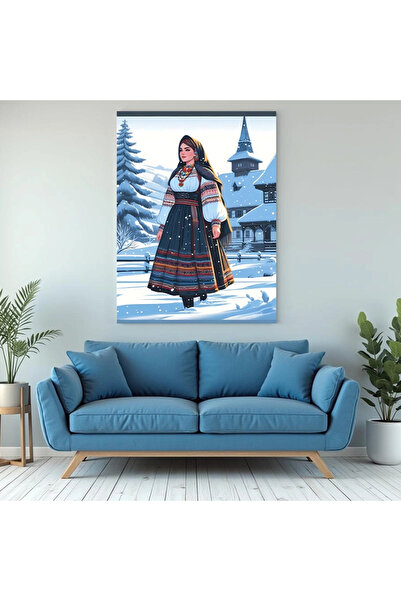 Printees Tablou - Româncă iarna în zăpadă - Canvas pe șasiu - 40x30 cm
