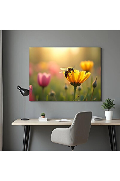 Printees Tablou - Albină pe floare - Canvas pe șasiu