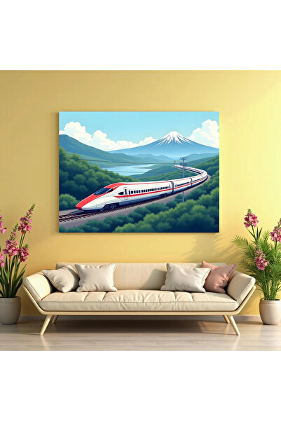 Printees Tablou Shikansen în curbă - Canvas pe șasiu