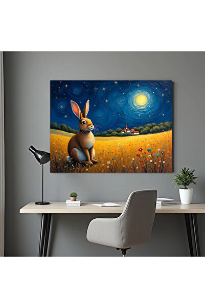 Printees Painting - Starry Night and Bunny - Canvas on Frame