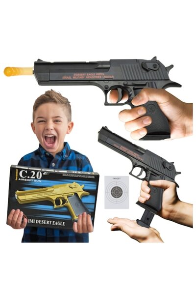 Skleplolki Pistol ASG din metal - Replică solidă, 22 cm, 400 g, 800 bile, Țintă inclusă