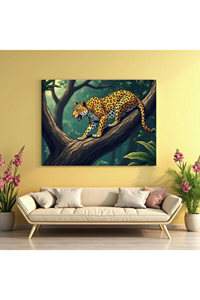 Printees Painting - Leopard on the hunt - Canvas on frame