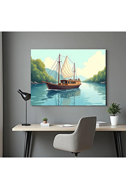 Printees Tablou - O barcă cu vele pe râu