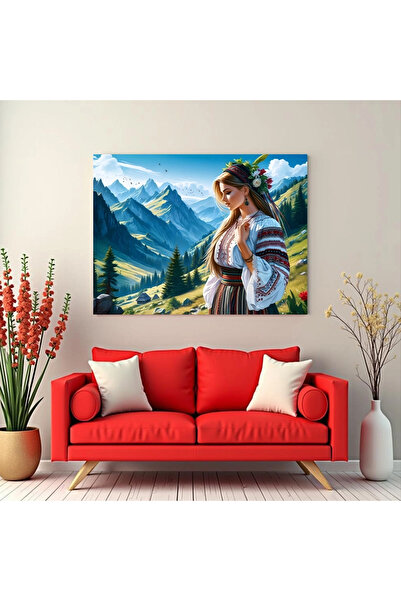 Printees Tablou - Portret de româncă de la munte - Canvas pe șasiu - 40x30 cm