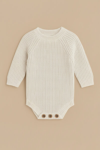 Babily Baby Knitted Knitwear Bodysuit Long Sleeve Buttoned Unisex Knitbody