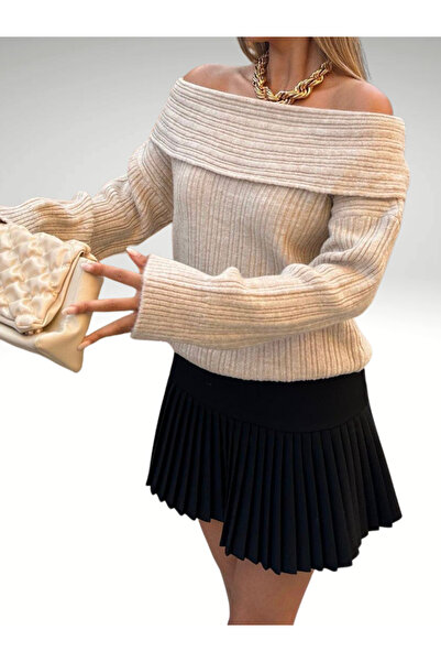 AlanTeks Degaje Madonna Collar Comfortable Fit Women's Knitwear Sweater