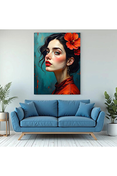 Printees Tablou - Portret cu floare în păr - Canvas pe șasiu - 40x30 cm