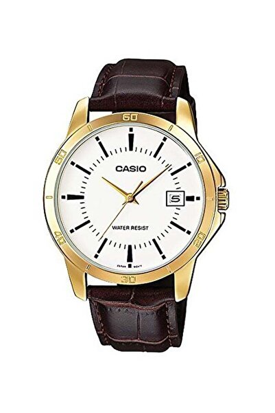 Casio Men's Waterproof Watch Model MTP-V004GL-7AUDF - 47 mm - Brown