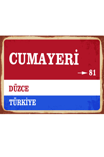 BiveSa Düzce ili Cumayeri İlçesi Retro Ahşap Sokak Tabelası