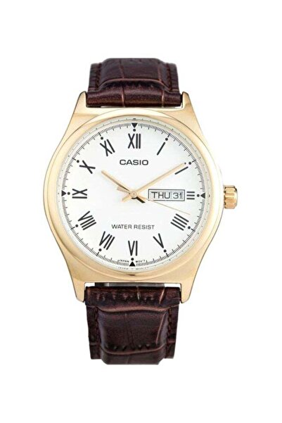 Casio Men's Leather Analog Watch MTP-V006GL-7BUDF - 38 mm - Brown