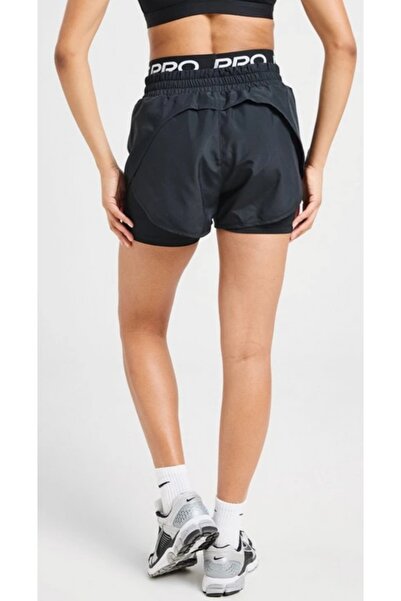Nike Training Pro 2 In 1 Shorts taytli siyah sort