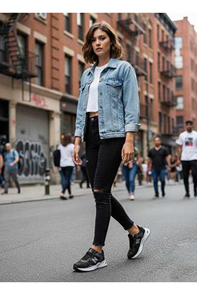 Bonjey أحذية رياضية كلاسيكية باللونين الأسود والأبيض بتصميم أنيق للمشي اليومي...