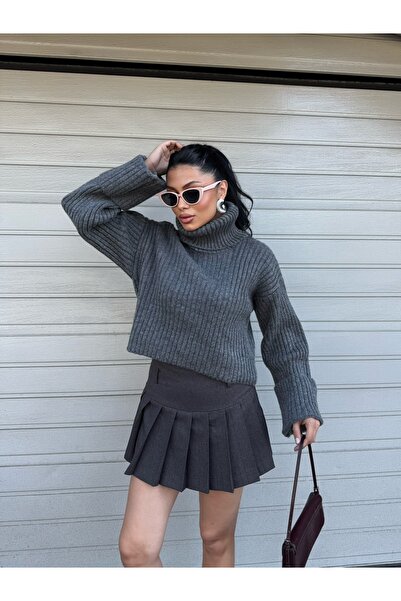 OLİSSE Kadın Balıkçı Yaka Kol Detay Triko Kazak