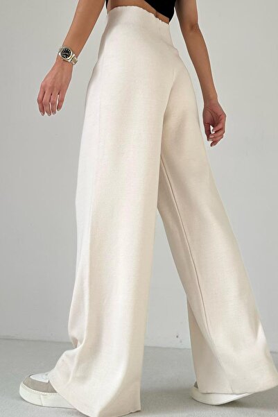 Bengi Clothing Ecru Premium Yarn Knitwear Trousers