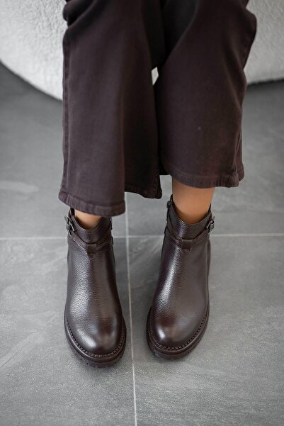 Parponi Cizme scurte din piele naturală pentru femei Mercury, maro