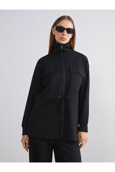 LC Waikiki Lcw Modest Mock Neck Oversized Women's Zippered Sweatshirt