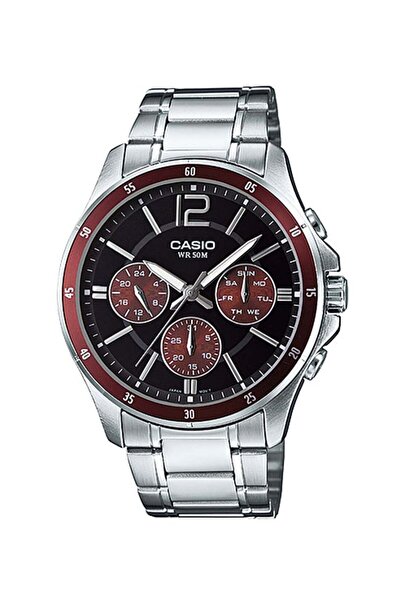 Casio Chronograph Watch with Metal Strap Model MTP-1374D-5A - 44 mm - Silver ...