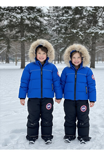 YusGos Hooded Baby Kids Snow Winter Astronaut Coat and Suspender Salopet Padding Pants Coat (1-5 Years)