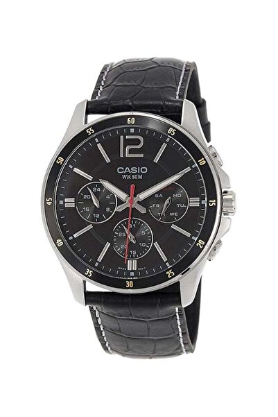 Casio Men's Enticer Water Resistant Analog Watch Mtp-1374L-1 - 44 mm - Black