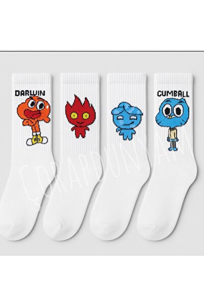 çorapdunyam 4-Piece Anime Character Cute Fire & Water College Socks