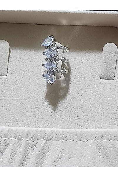 ALLEGRİA Silver Blue Water Drop Stone No Hole Required Steel Earrings