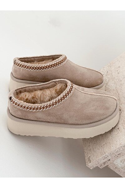 I Love Shoes Lefani Kadın İçi Tüylü Terlik Bej Süet