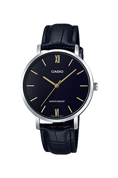 Casio Women's Leather Analog Watch LTP-VT01L-1BUDF - 40 mm - Black