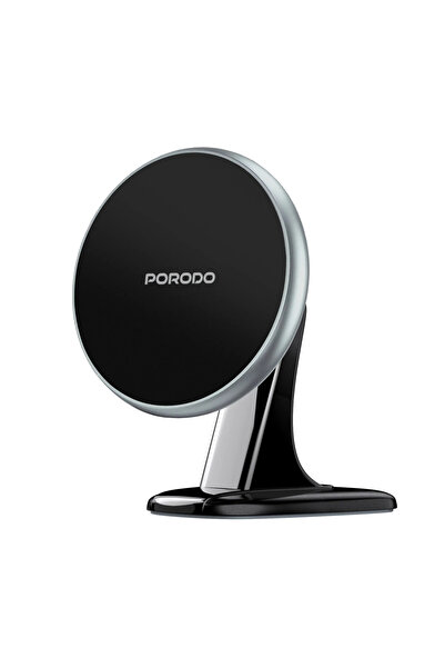 porodo حامل هاتف للسيارة قابل للتعديل من ماجسيف N52 مع وسادة سيليكون - أسود