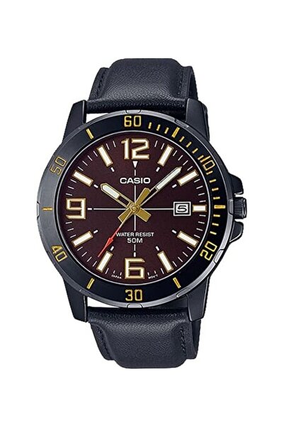 Casio Men's Analog Leather Watch with Leather Strap