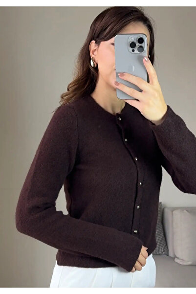 jöns since 1997 Women's Crew Neck Silver Button Thick Textured Cardigan