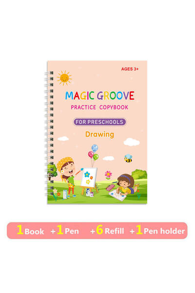 Stuniko Set de 4 caiete de lucru cu stilou magic pentru scris și desen, rechizite scolare, 19 cm x 13 cm