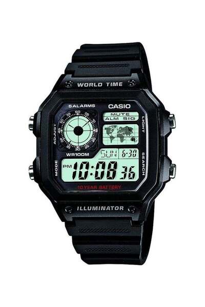 Casio Men's Silicone Digital Wrist Watch AE-1200WH-1ADF