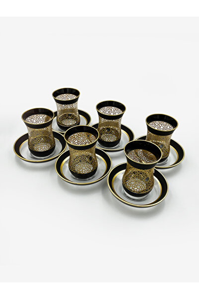 Yaren طقم أكواب شاي تركي فاخر مع صحون - طقم من طقم من 6 قطع | صنع في تركيا