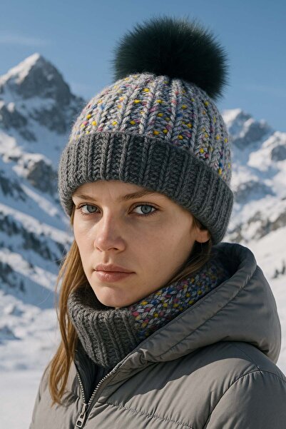 REMSA Pom-Pom Detail Women's Beret Rkş-1142 Anthracite