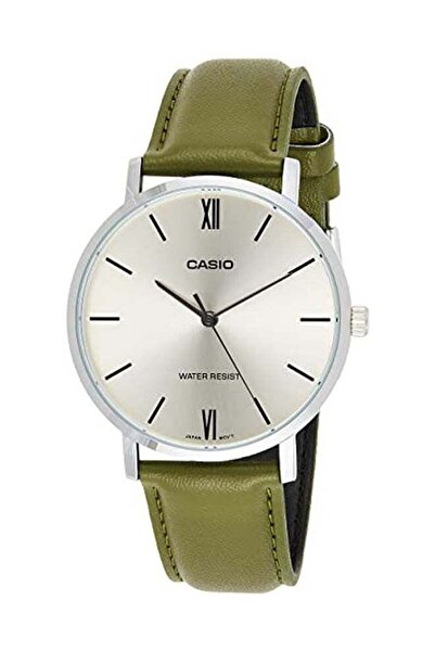 Casio Men's Wrist Watch Water Resistant Round Leather Analog MTP-VT01L-3B