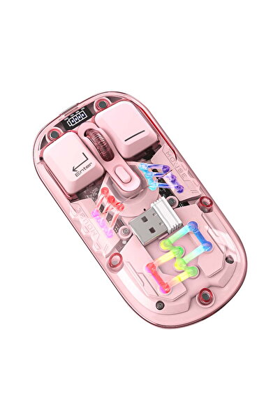 HYX Transparent Wireless Mouse 4G + Bluetooth 5.0 Type-C Rechargeable RGB